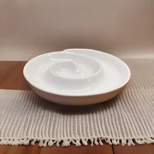 Crate & Barrel White Porcelain Swirl Appetizer Dish Olive Plate Crate & Barrel - Picture 1 of 4