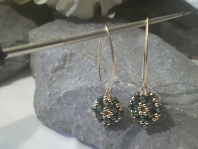  Dangle Mystic-Peacock  Coated Natural Black Spinel and 14k Gold Filled Earrings - Image 1 of 4
