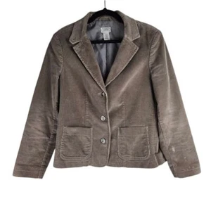 LL Bean Womens Corduroy Blazer Size 10 Petite Western Office Bohemian Brown - Picture 1 of 9