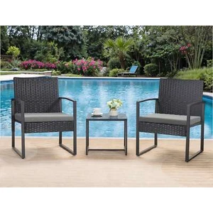 Fun-3 Pieces Patio Bistro Set, Wicker Outdoor Patio Furniture Set, Modern Ratta - Picture 1 of 50