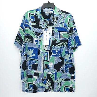 Camisa Roundtree Yorke Caribe Manga Corta S Azul Verde Blanco Negro Floral Nueva con Etiquetas Foto 1 de 4