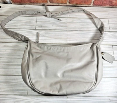 Bolso de Hombro Cartera Anne Klein para Calderón Vintage Gris Media Luna Cuero Foto 1 de 4