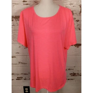 ZYIA ACTIVE Short Sleeve Tee Flamingo Stripe Pink Size XXXL NWOT - Picture 1 of 5