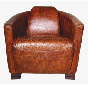 Art Deco Echtleder Sessel Ebony Leder / Ciger - Braun - Clubsessel - Lounge Sess - Bild 1 von 1