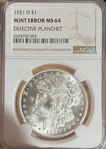 1921-D Mint Error! NGC MS64 Morgan Silver Dollar - Picture 1 of 6