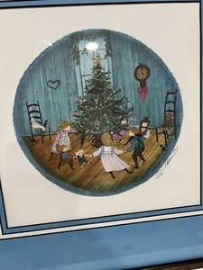 P Buckley Moss Christmas Dance Print Framed Matted Signed #1011/8212 (1987) - Picture 1 of 5