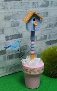 Bird House miniatura casa delle bambole mobili dipinti artigianalmente birdhouse - Foto 1 di 6