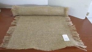 CORREDOR DE MESA DE ARPILLERA DE YUTE CON FLECOS 79" de largo ~ Nuevo (tk) - Imagen 1 de 3