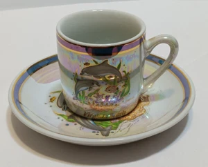 Virginia Beach Miniatur Teetasse & Untertasse mit Delfinen Sammler Set 4" - Bild 1 von 11