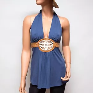 NWT Ingwa Melero Scalla Halter Top with Leather Yoke and Crochet 07 ST $246 Sm - Picture 1 of 8