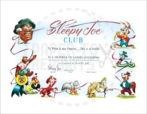 CERTIFICATO - SLEEPY JOE CLUB - RISTAMPA VINTAGE - Foto 1 di 1