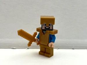 LEGO MINECRAFT STEVE IN VOLLER GOLDRÜSTUNG & SCHWERT AUS SET 21127 (min031) - Bild 1 von 2