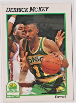 Derrick McKey Seattle Supersonics Forward 1991-92 Hoops Card # 201 Near Mint - Image 1 of 3