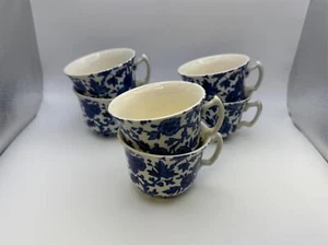 Set of 6 Burgess & Leigh Burleigh ARDEN Blue and White Tea Cups - Picture 1 of 5