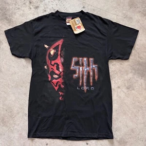 Vintage 90s Deadstock Neu mit Etikett Star Wars Darth Maul Sith Lord T-Shirt schwarz Medium - Bild 1 von 7
