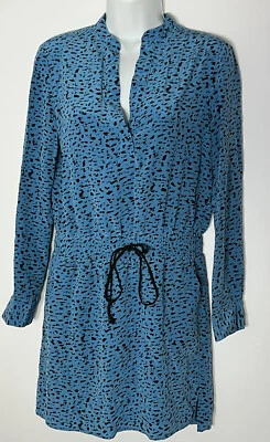 Robert Rodriguez Dress Womens Size 6 Blue Animal Print Silk Elastic Waist V-Nexk - Image 1 of 4