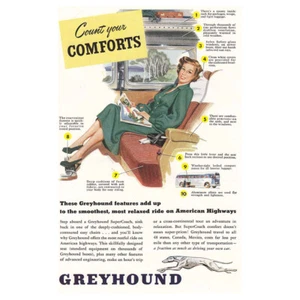 1949 Greyhound: Count your Comforts Vintage Print Ad - Picture 1 of 1