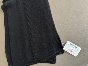 NEW Portolano 100% Cashmere Black Knit Scarf - Picture 1 of 5