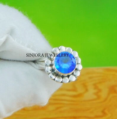Blue Topaz Gemstone 925 sterling silver handmade Gift Ring US size 5 to 13 - Image 1 of 4