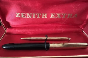 ZENITH Fountain Pen Extra Nib GOLD And Mechanical Pencil Vintage Set - Picture 1 of 24