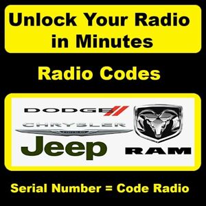 UNLOCK RADIO CODES CHRYSLER  JEEP DODGE TVPQN T00BE 15 RADIO CODES FAST SERVICE