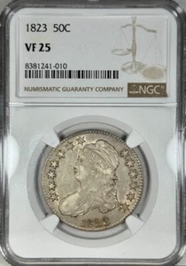 1823 CAPPED BUST HALF DOLLAR 50C SILVER NGC VF25 NICE DETAILS (H122) - Picture 1 of 4