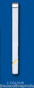 Tie Slide Solid Silver Yellow Gold Detail Men's Gents - Picture 1 of 6
