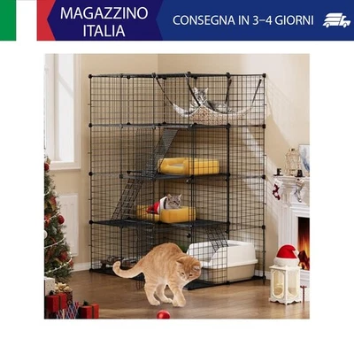 YITAHOME Grande gabbia per gatti da interno, recinzione in filo metallico a 4 li - Immagine 1 di 4