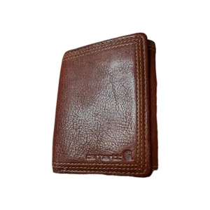 Men's Carhartt Trifold Brown Leather Triple Stitched Wallet CC Holders ID - Picture 1 of 12