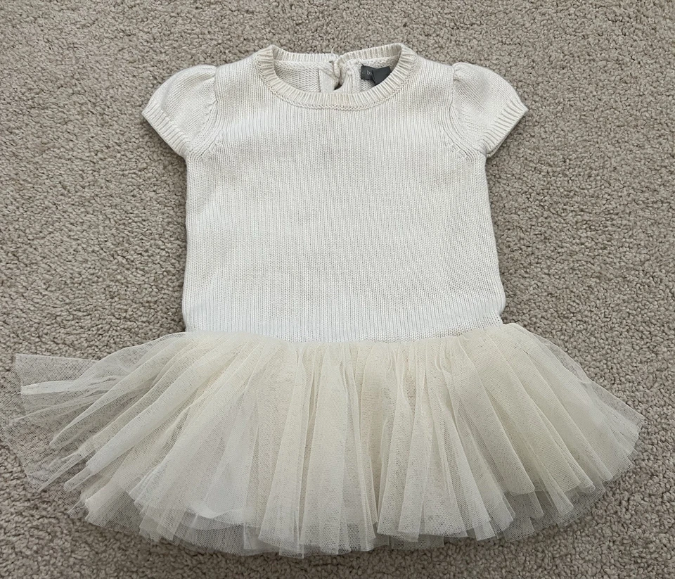 Vestido Suéter con Falda de Tul Bebé GAP Niñas 3-6 Mos Marfil Foto 1 de 4