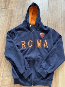 Sudadera con capucha vintage Roma Italia azul marino naranja cremallera frontal adulto pequeña ITS - Imagen 1 de 6