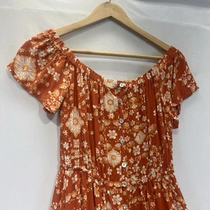 Vestido Abel The Label Para Mujer S Floral Fuera del Hombro Abotonado Alto Bajo - Imagen 1 de 12