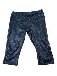 Danskin Now Fitted Women’s Capri Workout Yoga Pants Black Gray Floral Size XL - Imagen 1 de 7