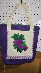 Lila Feige Schulter Stoff Tasche 13" x 14" Mehrzweck wiederverwendbar 19" Griffe - Bild 1 von 6