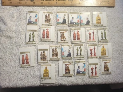 Lot Of 24 St. Thomas & Prince Islands Used Chess Postal Stamps - Image 1 of 4