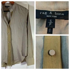 rag & bone neutrale Bluse mit Knöpfen S minimalistisch Mandarinkragen modern chic - Bild 1 von 14