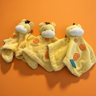 3 Tiddliwinks Yellow Giraffe Loveys Security Blankets Set Of 3 - Image 1 of 4
