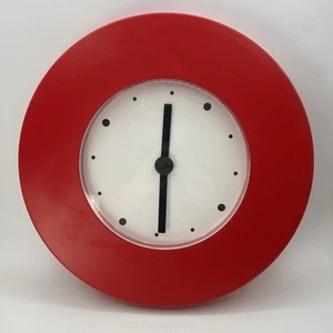 Vtg 1999 Ikea TAJMA Memphis Style Wall Clock Red Quiet 15" Post Modern Works - Picture 1 of 7