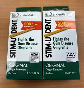 2 PACK STIM-U-DENT The Natural Dentist Plaque Removers MINT ~ 200 ct each - Picture 1 of 6