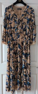 Marc Cain Midikleid blau Vogelmuster Spitzenbesatz N6 UK18 neu ohne Etikett G27 - Bild 1 von 7