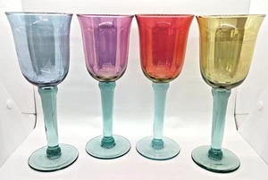 Irisierende Glaskelche mehrfarbig mexikanisch handgegossen 8,75" H Pastell EUC - Bild 1 von 10