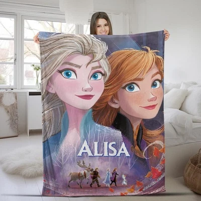 Personalized Frozen Into The Unknown With Elsa & Anna Princess Blanket - Image 1 of 4