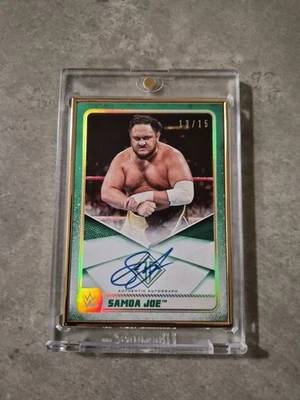 2020 Topps WWE Transcendent Auto SAMOA JOE Gold Framed 13/15 AUTOGRAPH GREEN - Image 1 of 4