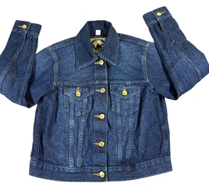 Chaqueta de mezclilla para mujer S Michael Kors azul dorado botón logotipo MK estilo vintage Y2K - Imagen 1 de 7