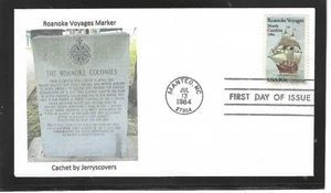 ROANOKE VOYAGES FDC 1984 MANTEO, NORTH CAROLINA JERRY'S COVER ONLY 1 MADE - Bild 1 von 1