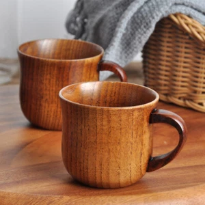 2pc 130ML Natural Wooden Wood Cup Coffee Tea Beer Juice Milk Water Mug Handmade - Picture 1 of 3
