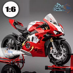 1:6 Duoati 4VR Diecast Alloy Motorcycle Model w/ Ignition Start Sound Effect Red - Picture 1 of 16