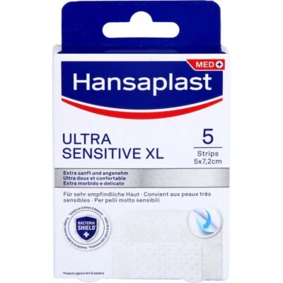 BEIERSDORF AG HANSAPLAST Ultra Sensitive Wundverband 5x7,2 cm XL 5 St PZN17268451