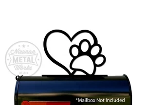 Dog Paw with Heart - Metal Mailbox Topper / Sign - Hardware Included - Picture 1 of 1