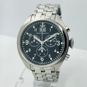 Philip Watch Men's Chronograph Silver Stainless Steel Swiss Made 43mm Watch - Picture 1 of 8